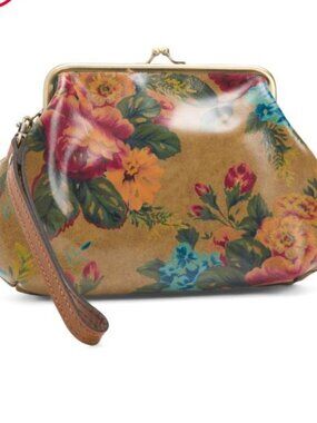 Patricia Nash 'Savena' Leather Wristlet /wKisslock Framed Pouch-Victorian Garden